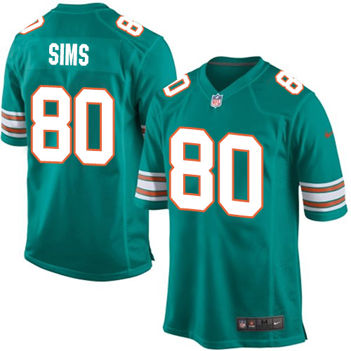Men's Game Dion Sims Nike Jersey Aqua Green Alternate - #80 NFL Miami Dolphins